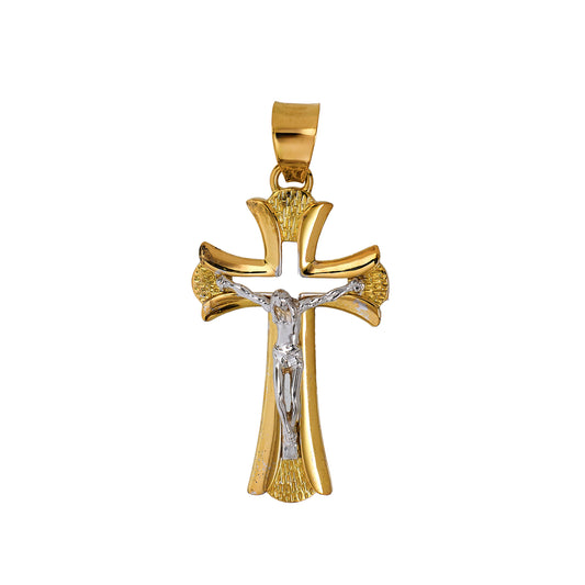 Pre-Owned 18ct Gold 2 Tone Crucifix Pendant