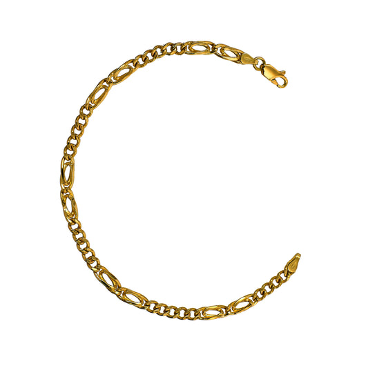Pre-Owned 18ct Gold Figaro Anchor Chain Bracelet 7.5 Inch