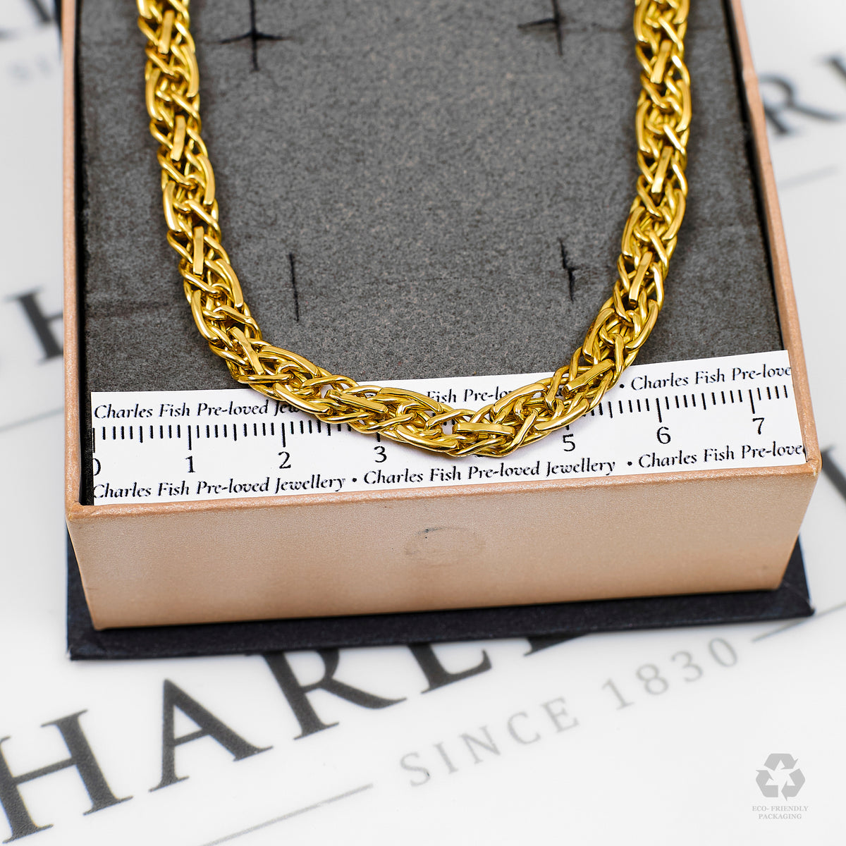 Pre-Owned 18ct Gold Matte Sectioned Necklace 18 Inch
