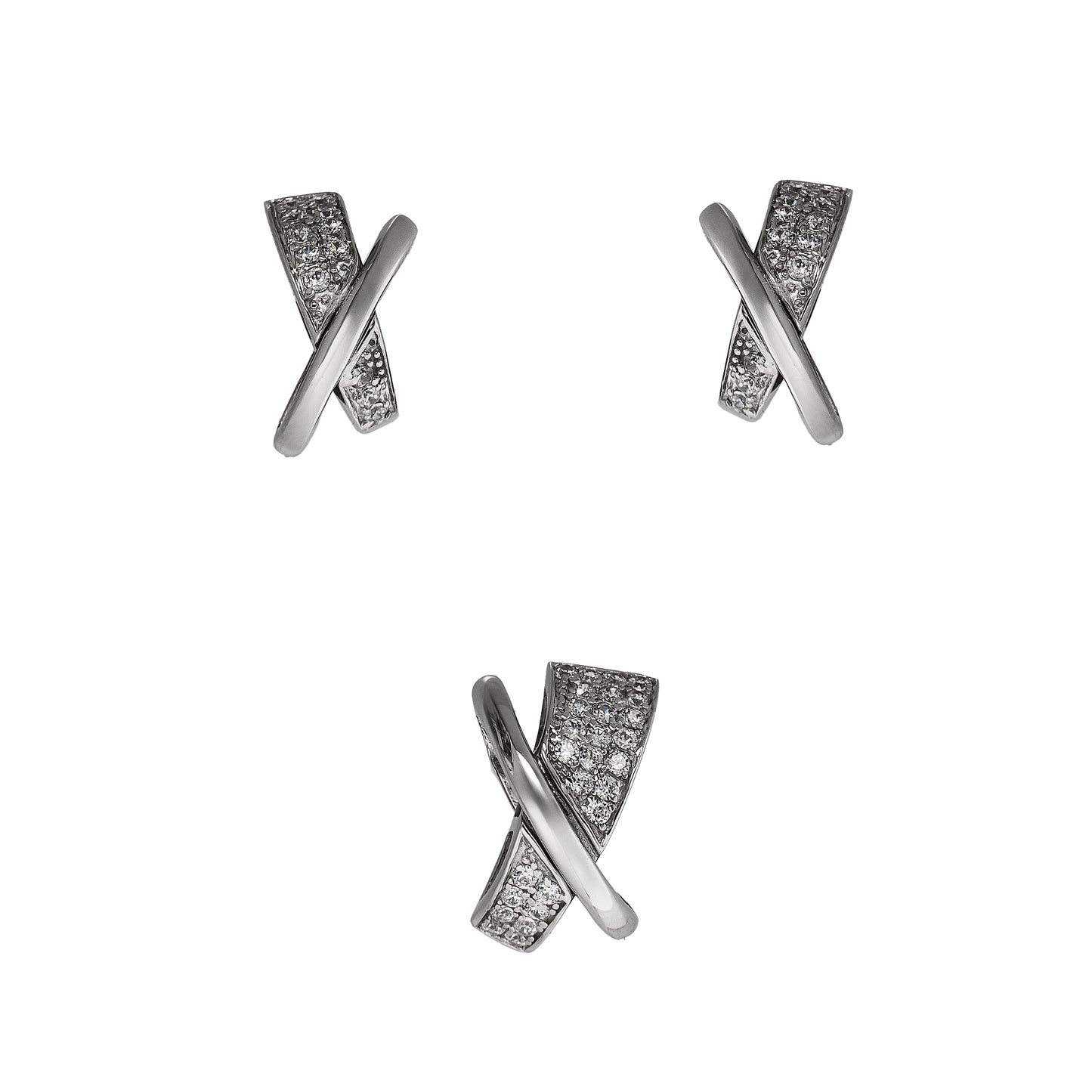 Pre-Owned 18ct White Gold CZ X Design Jewellery SET