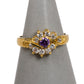 Pre-Owned 9ct Gold Purple & White CZ Cluster Ring Size M