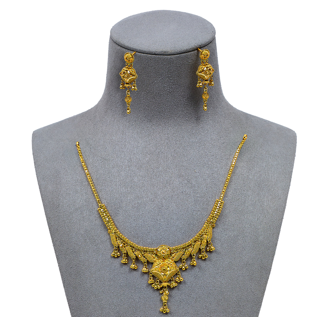 Pre-Owned 22ct Gold Collar Front & Earrings SET