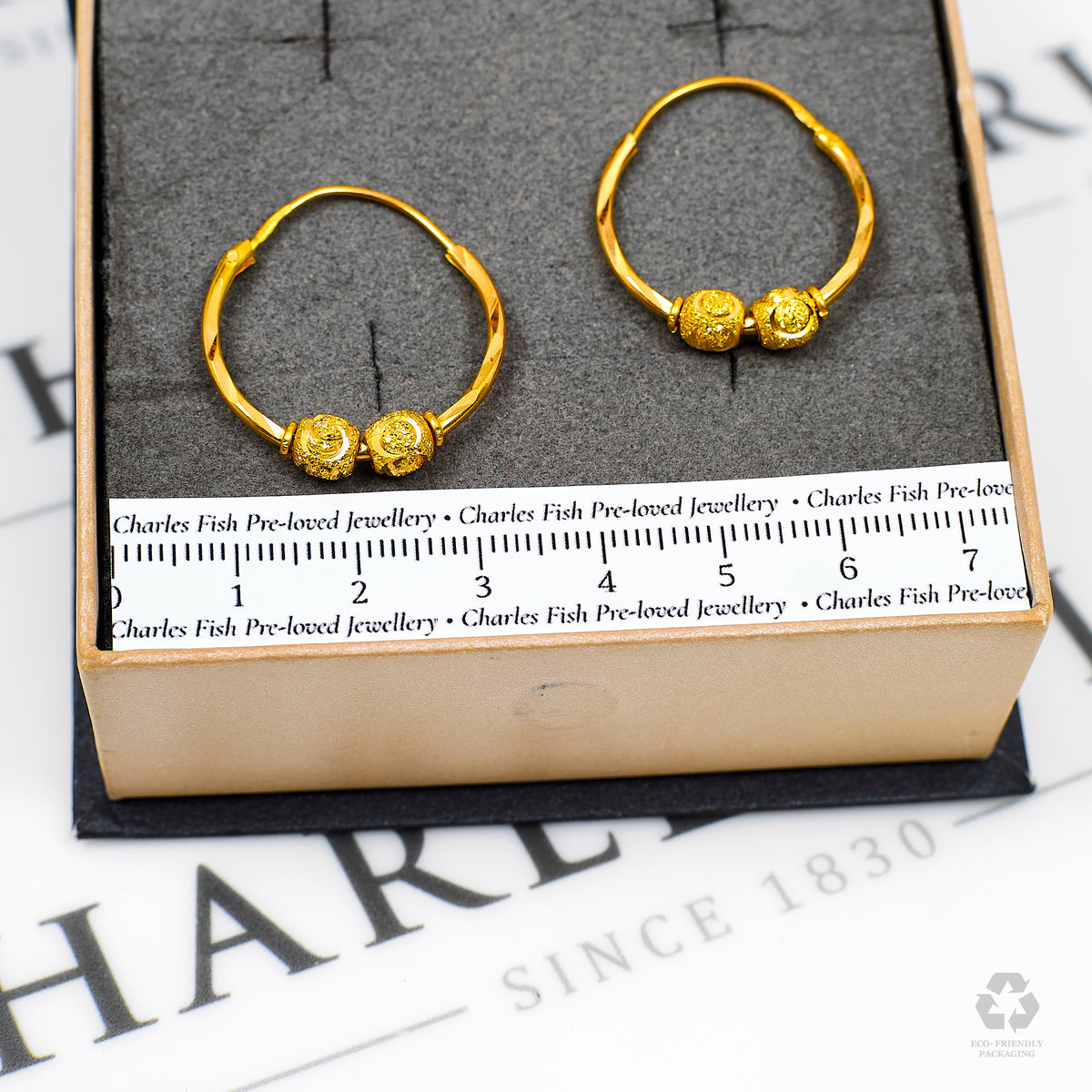 Pre-Owned 22ct Gold Sleeper Hoop Earrings & Beads