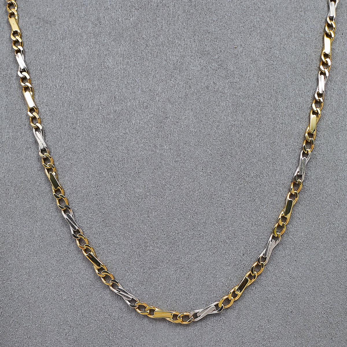 Pre-Owned 9ct Gold 2 Tone Twist Link Necklace 18 Inch