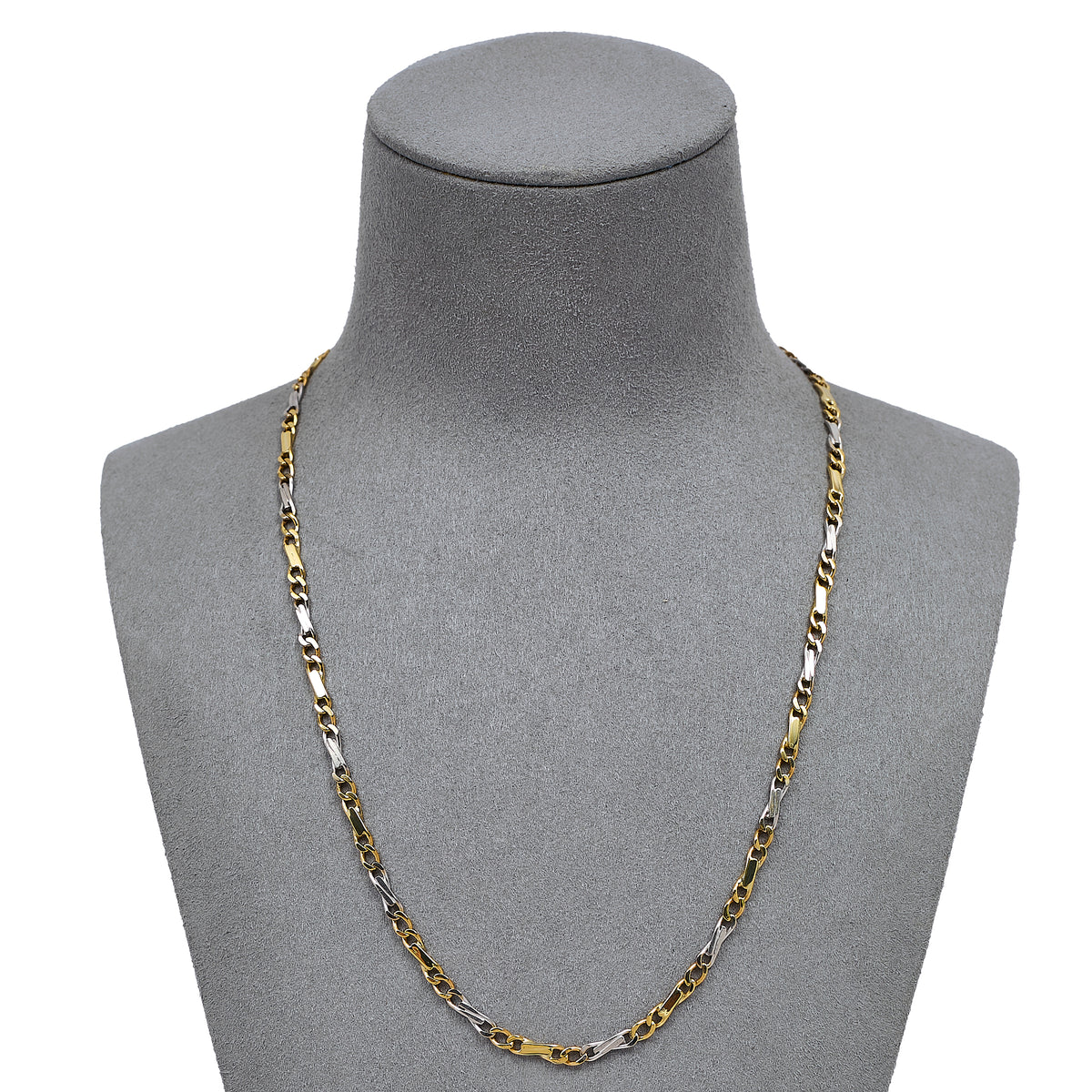 Pre-Owned 9ct Gold 2 Tone Twist Link Necklace 18 Inch