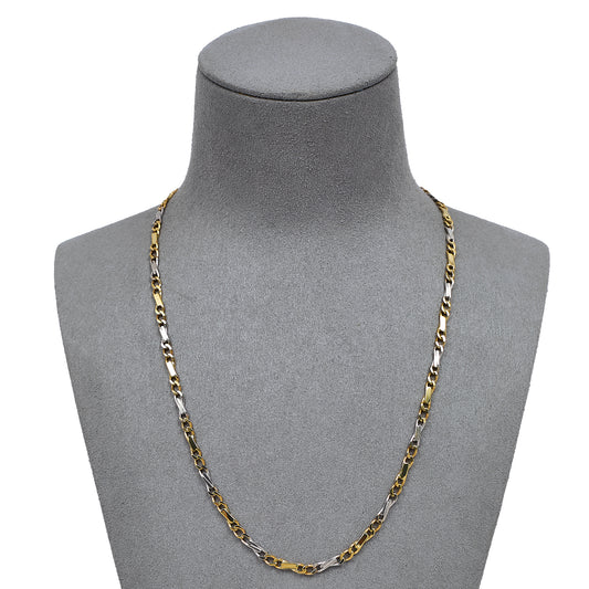 Pre-Owned 9ct Gold 2 Tone Twist Link Necklace 18 Inch