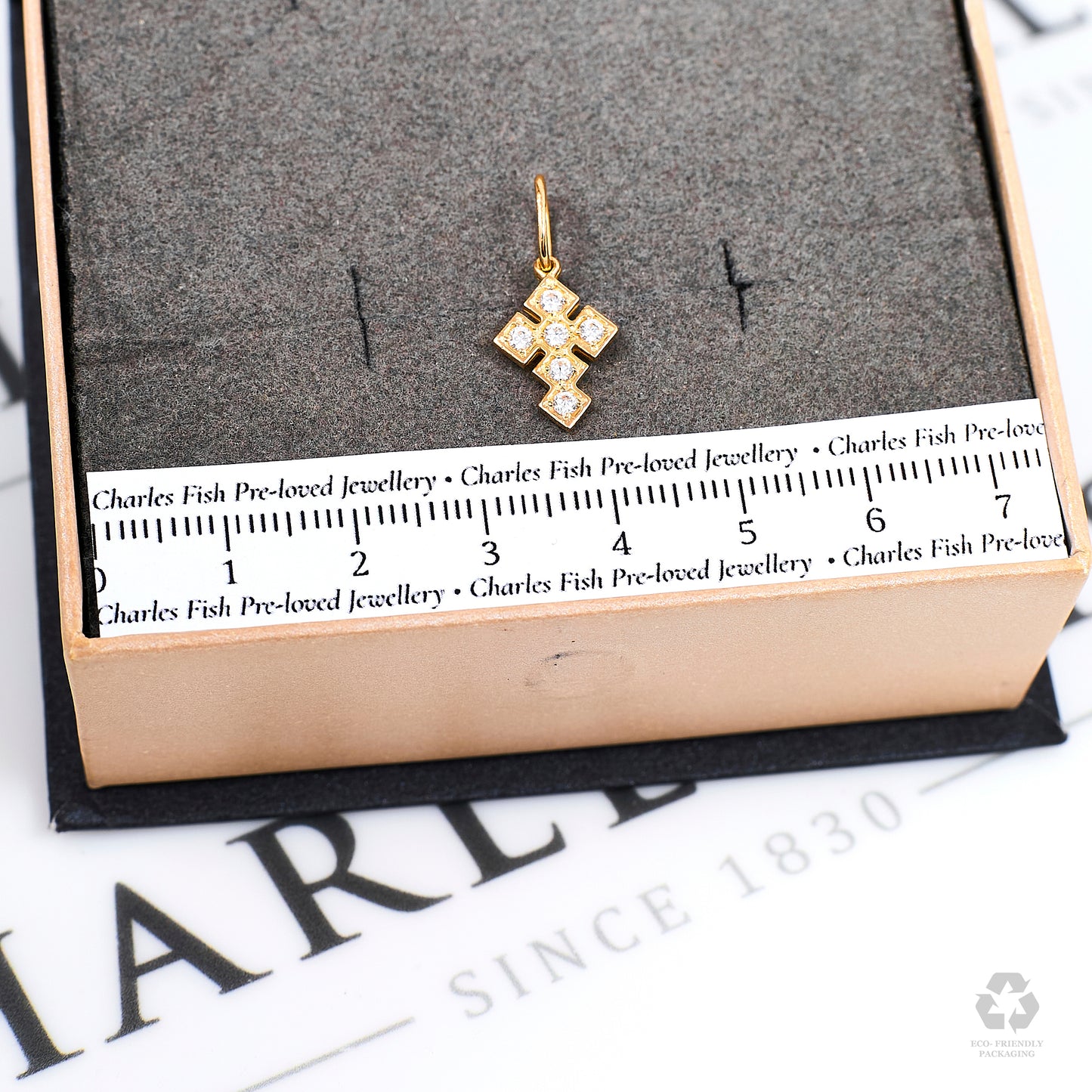 Pre-Owned 14ct Gold CZ Cross Pendant PETITE