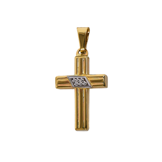 Pre-Owned 9ct Gold 2 Tone Cross Pendant