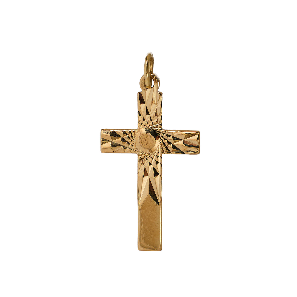 Pre-Owned 9ct Gold Faceted Cross Pendant