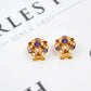 Pre-Owned 22ct Gold Multicoloured Synthetic Stone Earrings