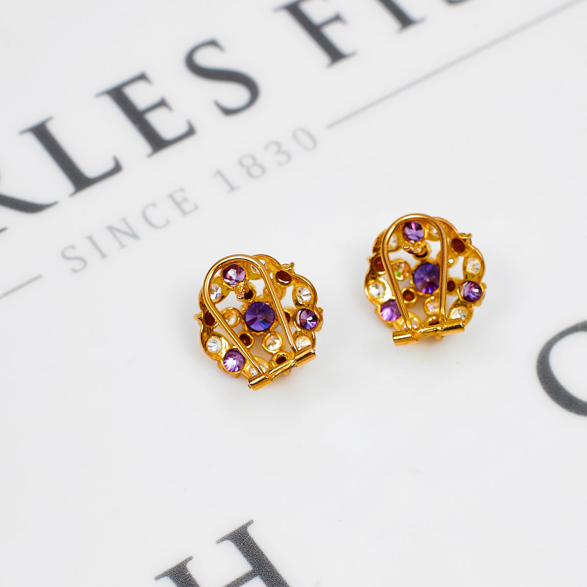 Pre-Owned 22ct Gold Multicoloured Synthetic Stone Earrings