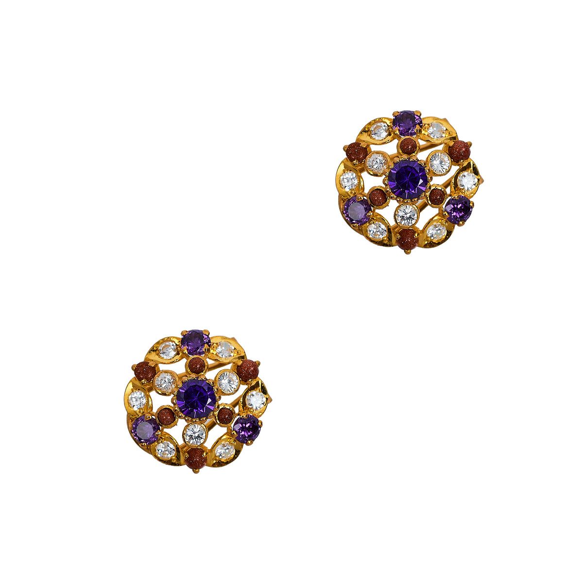 Pre-Owned 22ct Gold Multicoloured Synthetic Stone Earrings