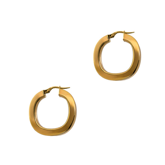Pre-Owned 9ct Gold Squared Creole Hoop Earrings