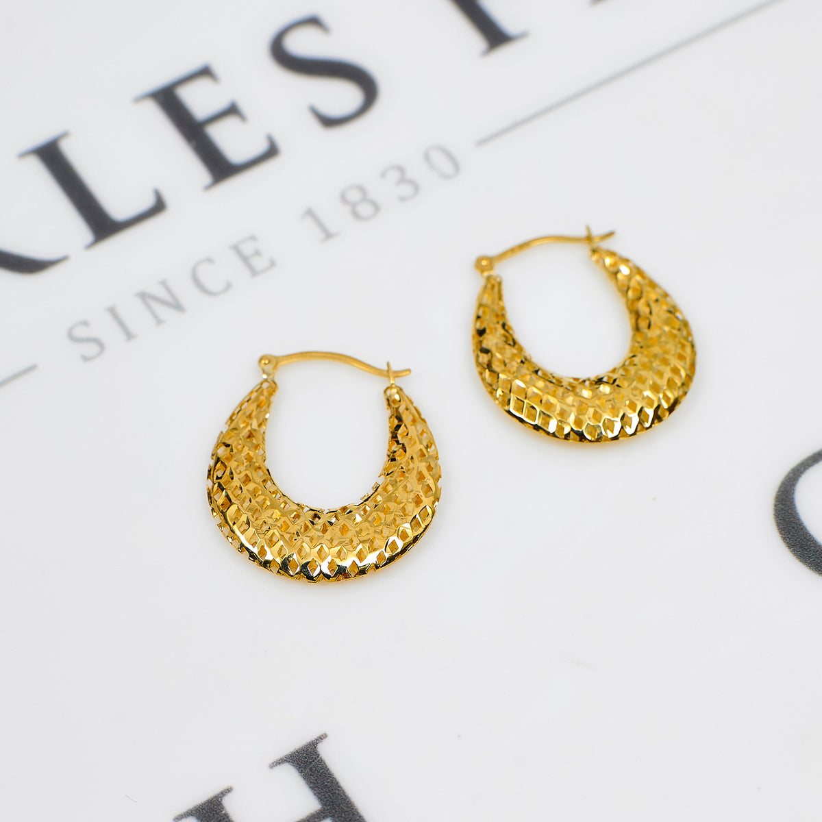 Pre-Owned 9ct Gold Cut Out Design Creole Hoop Earrings