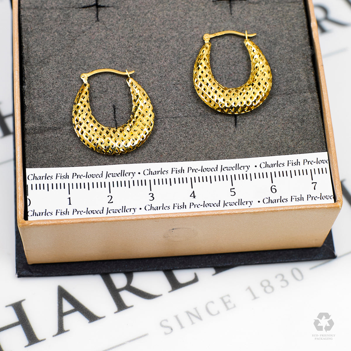 Pre-Owned 9ct Gold Cut Out Design Creole Hoop Earrings