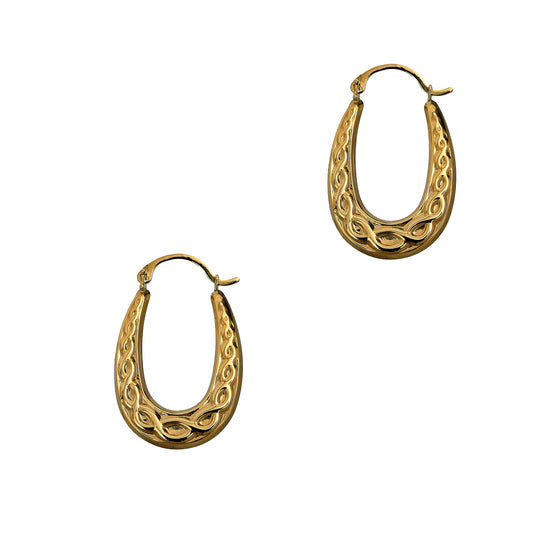 Pre-Owned 9ct Gold Twist Pattern Creole Earrings