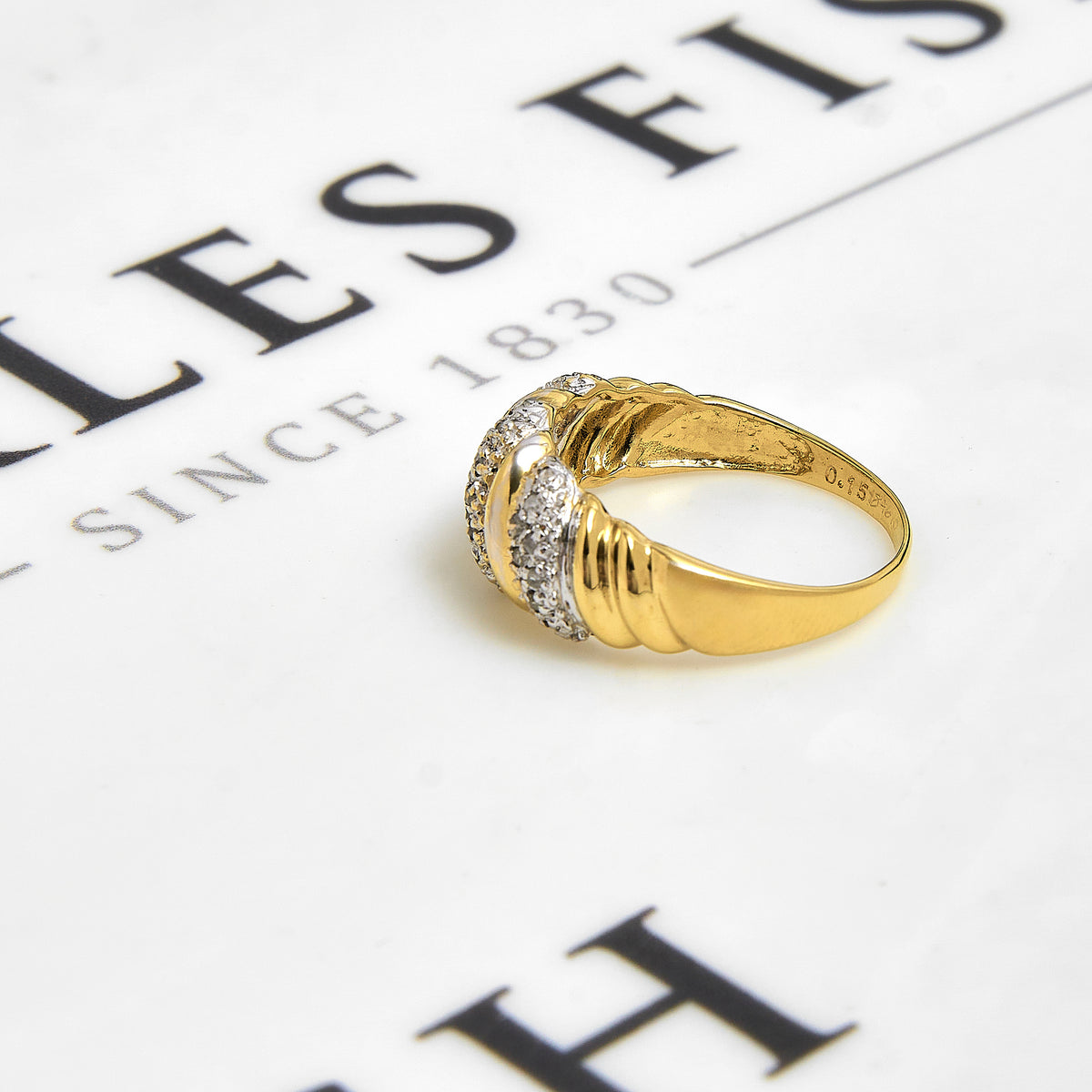 Pre-Owned 9ct Gold Diamond Bump Head Ring Size Q