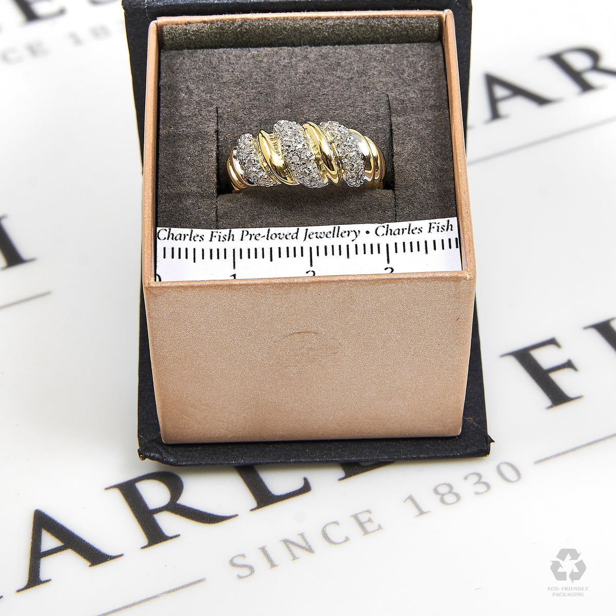 Pre-Owned 9ct Gold Diamond Bump Head Ring Size Q