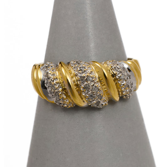 Pre-Owned 9ct Gold Diamond Bump Head Ring Size Q