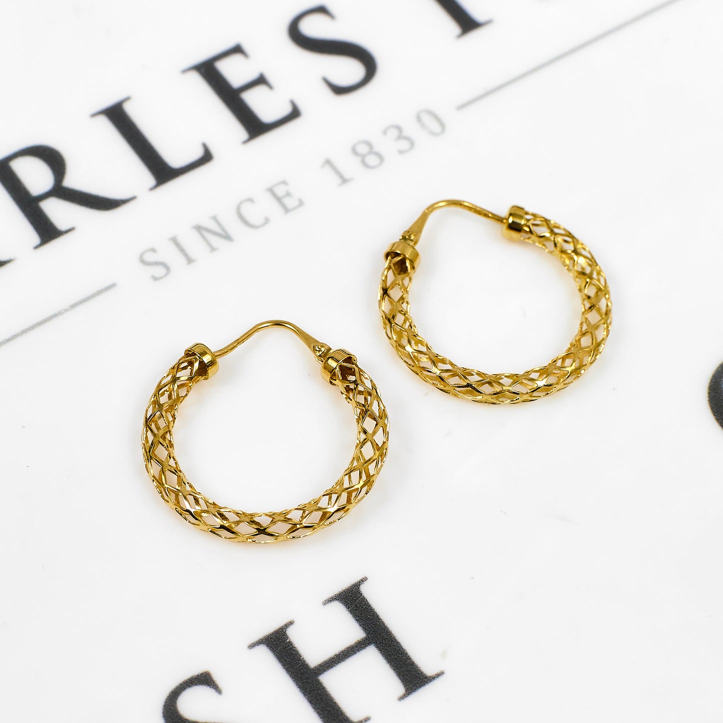 Pre-Owned 9ct Gold Openwork Creole Hoop Earrings