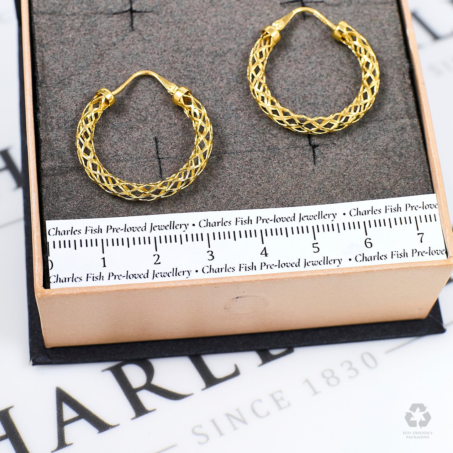 Pre-Owned 9ct Gold Openwork Creole Hoop Earrings
