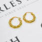 Pre-Owned 9ct Gold Bamboo Creole Hoop Earrings