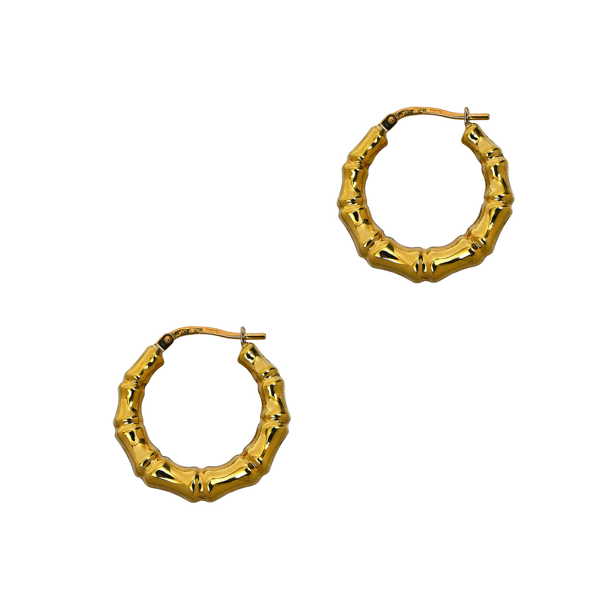 Pre-Owned 9ct Gold Bamboo Creole Hoop Earrings