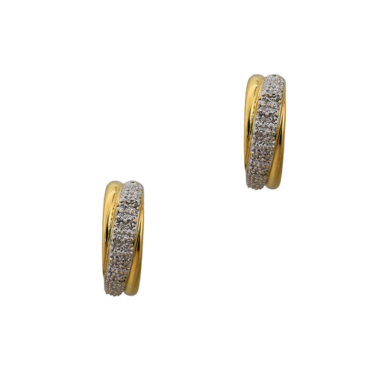 Pre-Owned 9ct Gold Diamond Half Hoop Earrings