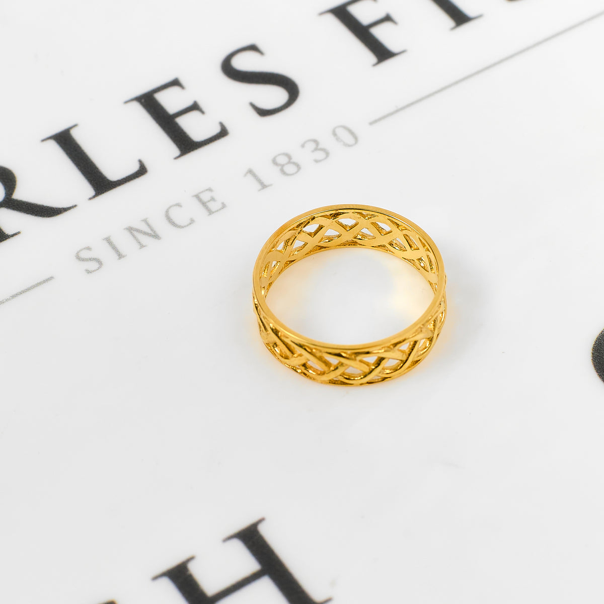 Pre-Owned 9ct Gold Mens Openwork Twist Band Ring Size X