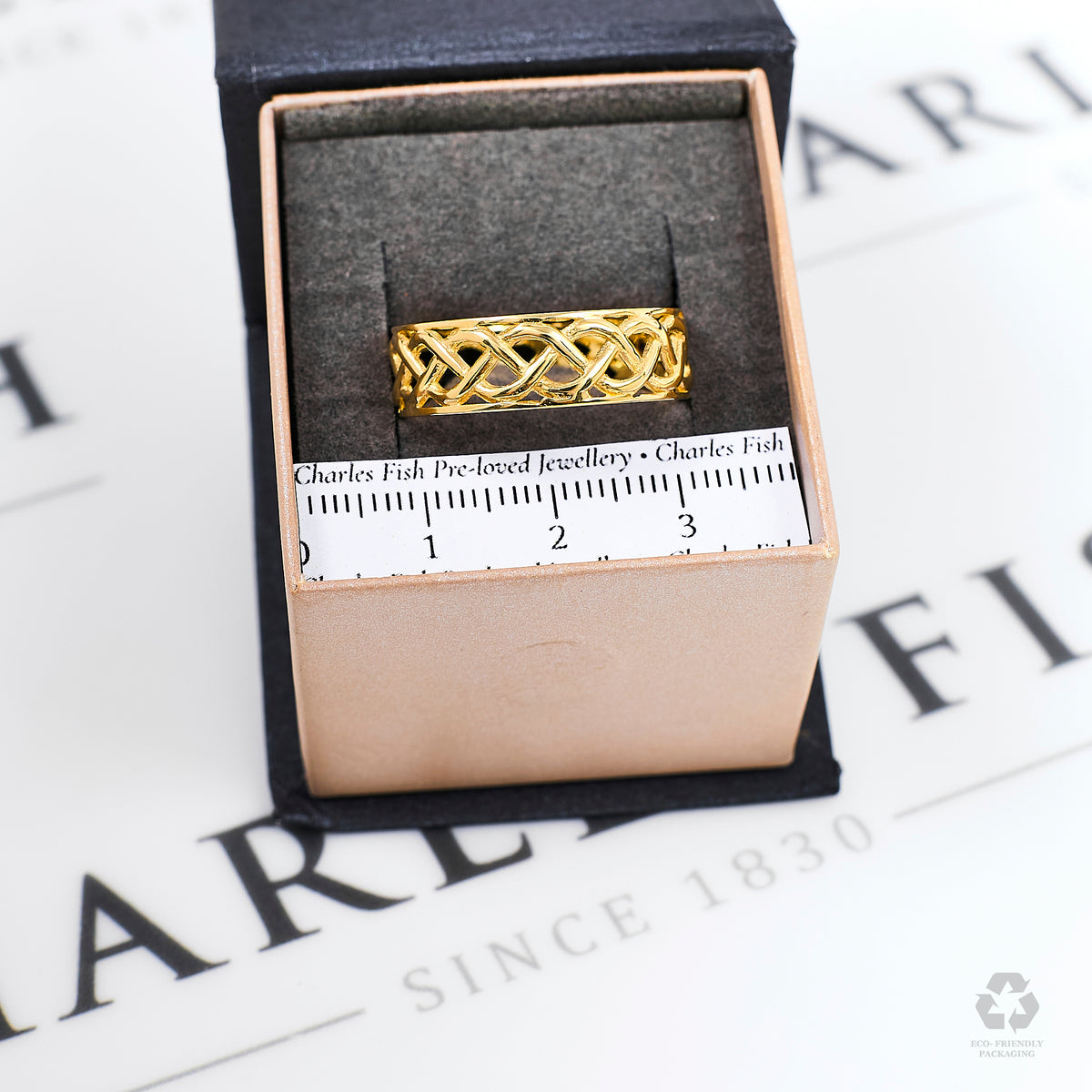 Pre-Owned 9ct Gold Mens Openwork Twist Band Ring Size X