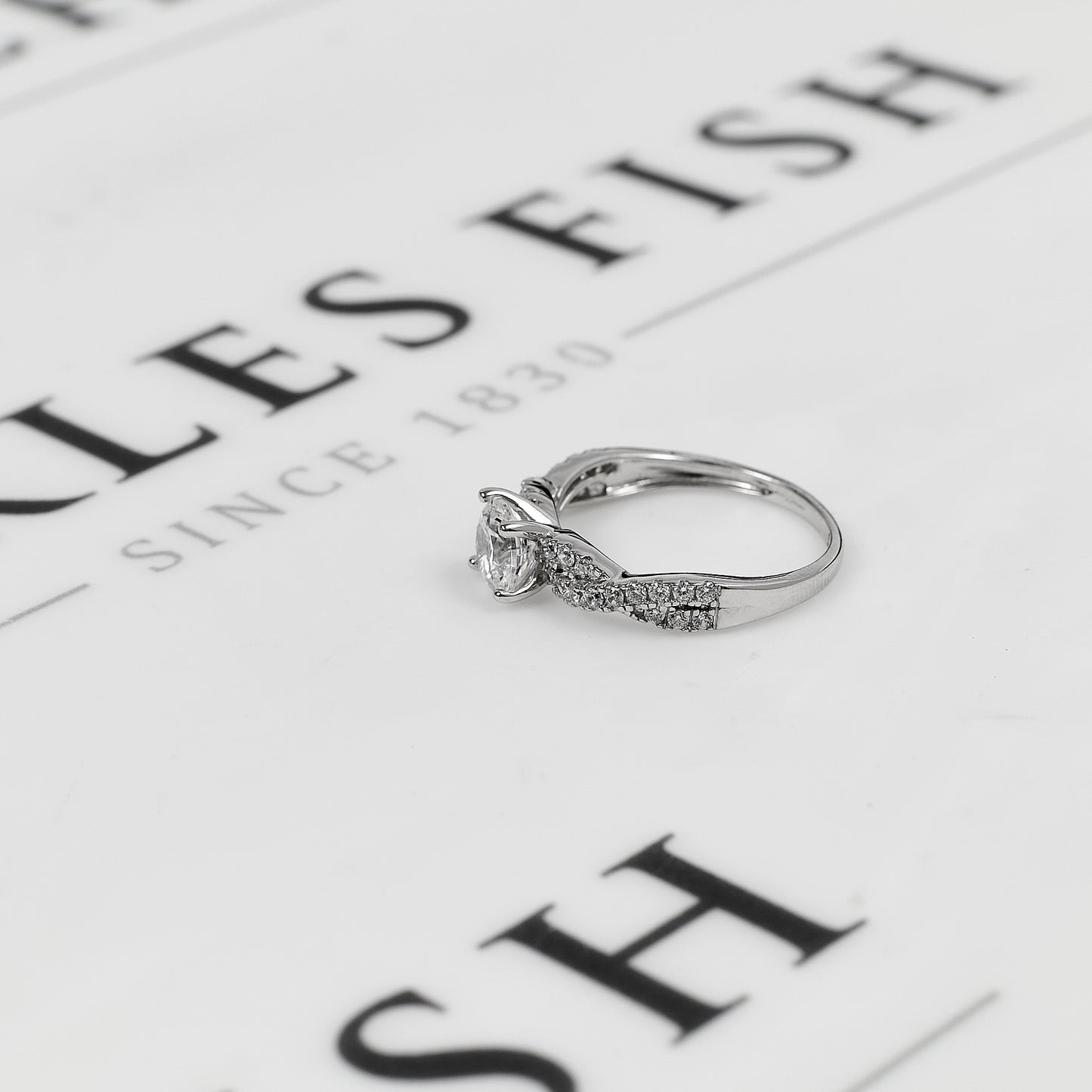 Pre-Owned 9ct White Gold CZ Dress Ring Size M