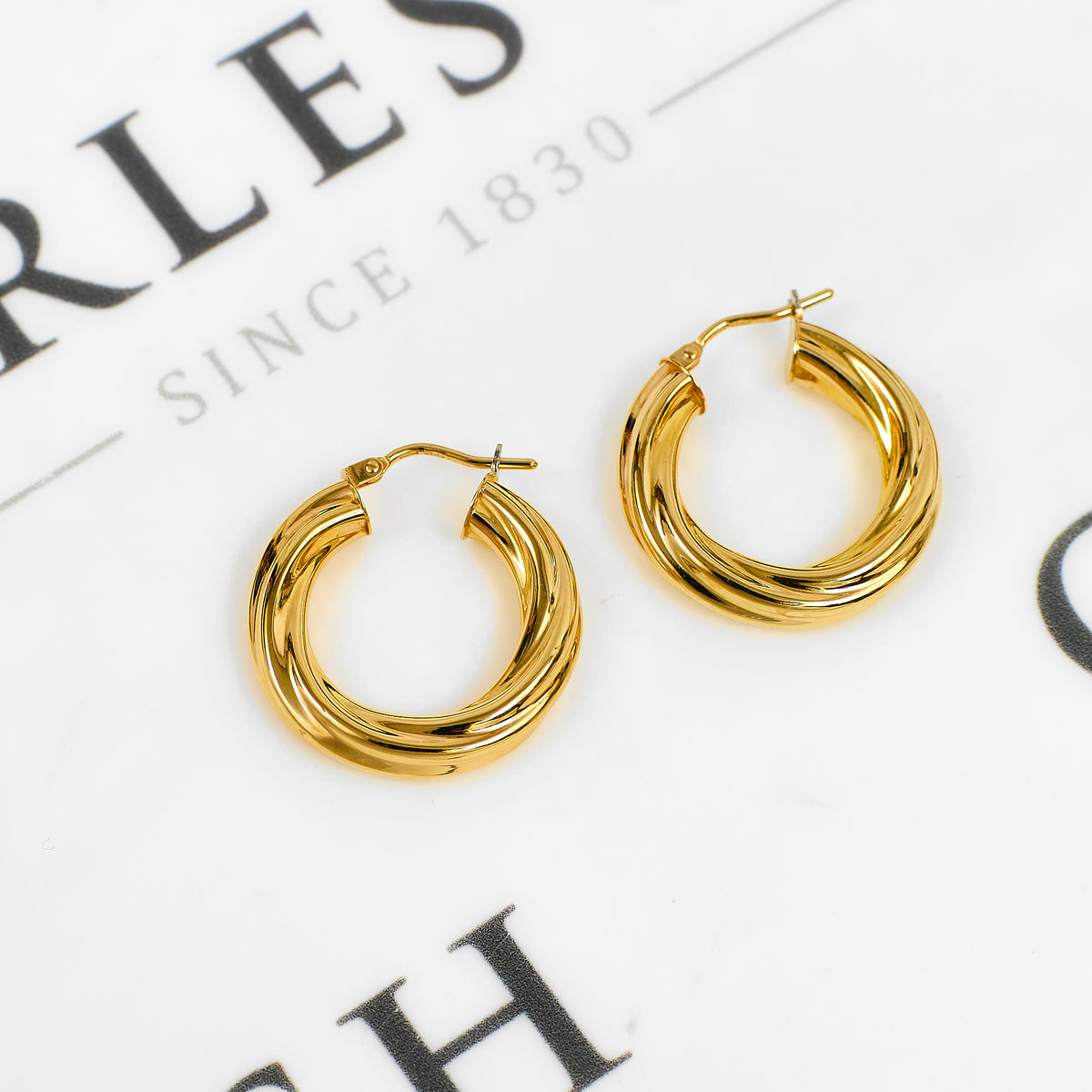 Pre-Owned 9ct Gold Twist Creole Hoop Earrings