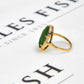 Pre-Owned 9ct Gold Oval Flower Carved Jade Ring Size L.5