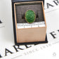 Pre-Owned 9ct Gold Oval Flower Carved Jade Ring Size L.5