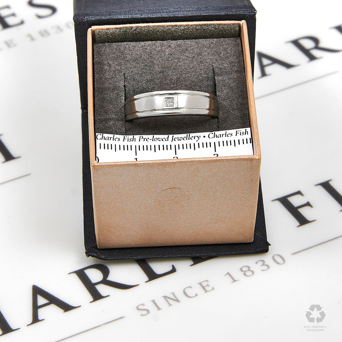 Platinum Princess Cut Diamond Tapering Band Ring Size T