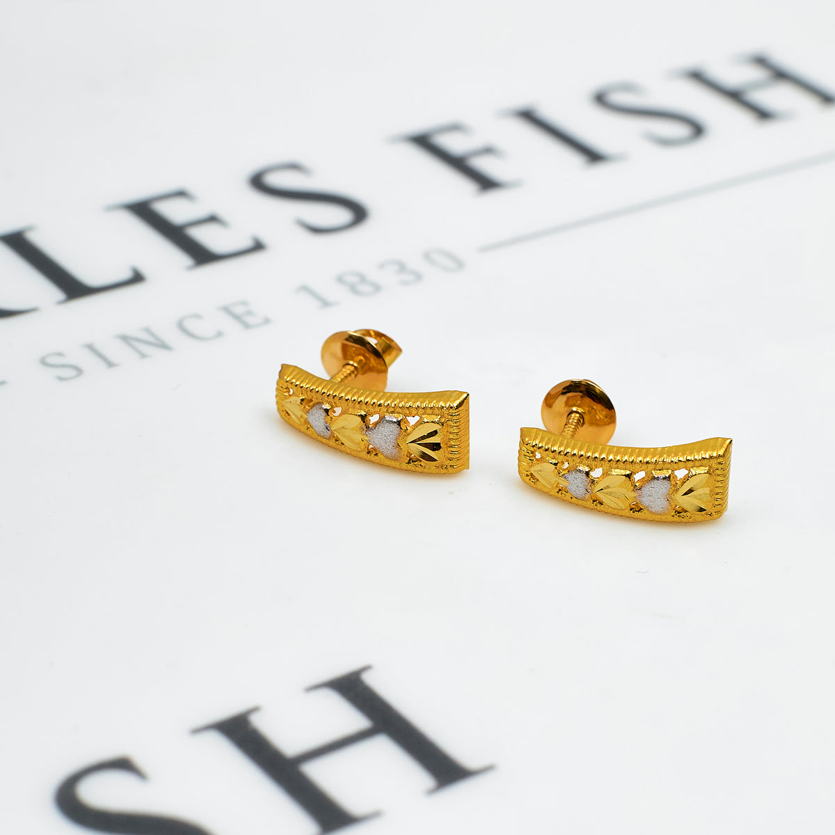 Pre-Owned 22ct Gold Elongated Stud Earrings
