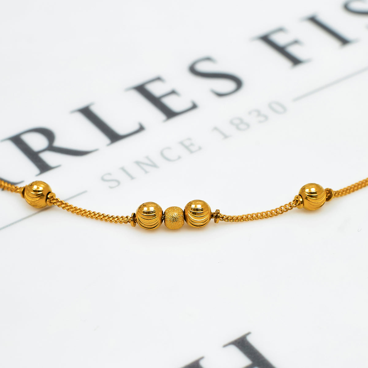 Pre-Owned 22ct Gold Bead Foxtail Bracelet 7.5 Inch