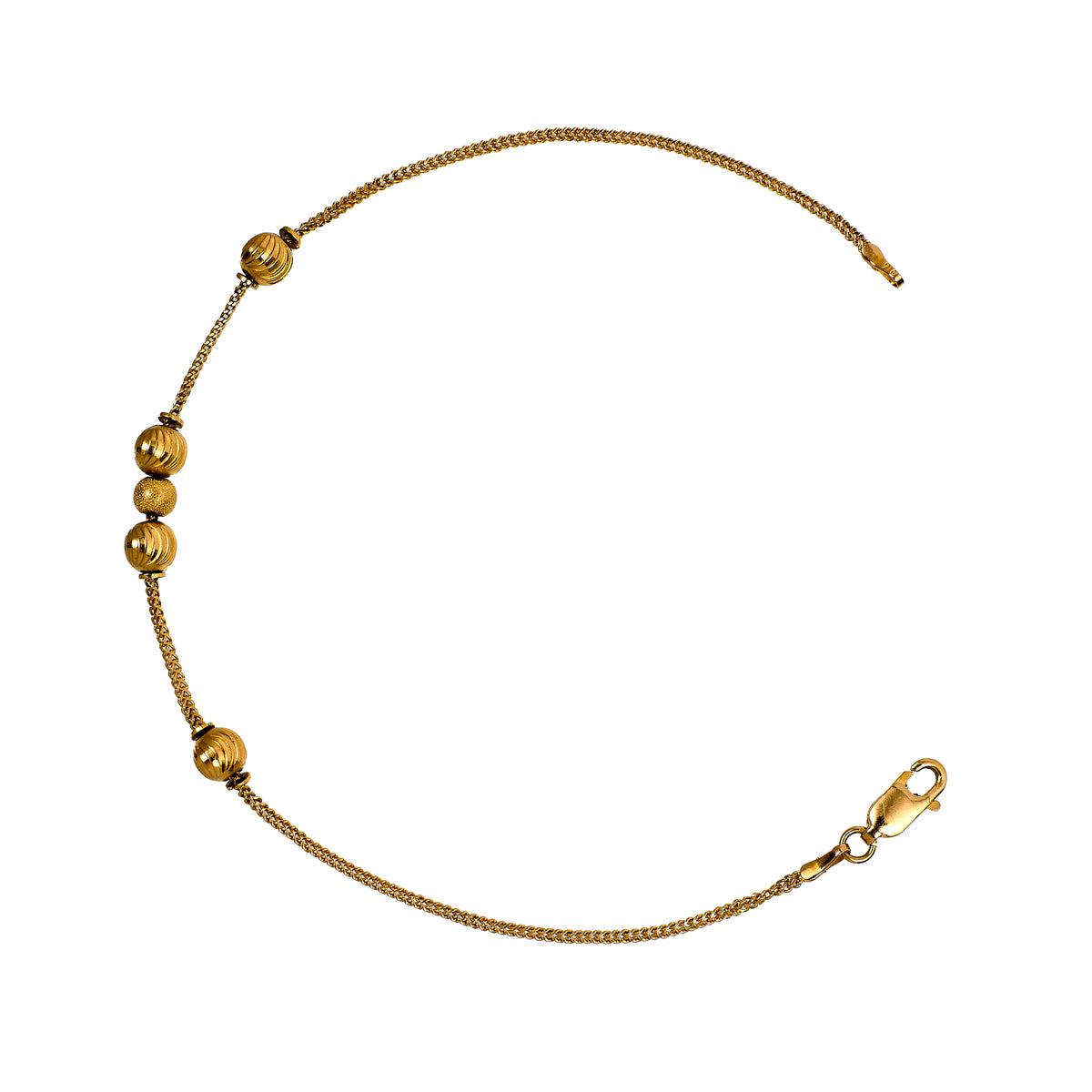 Pre-Owned 22ct Gold Bead Foxtail Bracelet 7.5 Inch