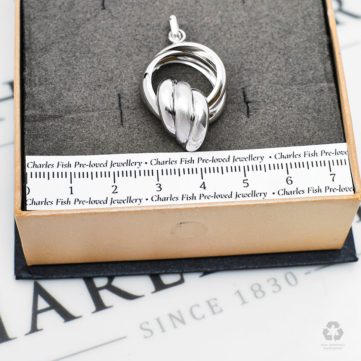 Pre-Owned 18ct White Gold Double Hoop Pendant