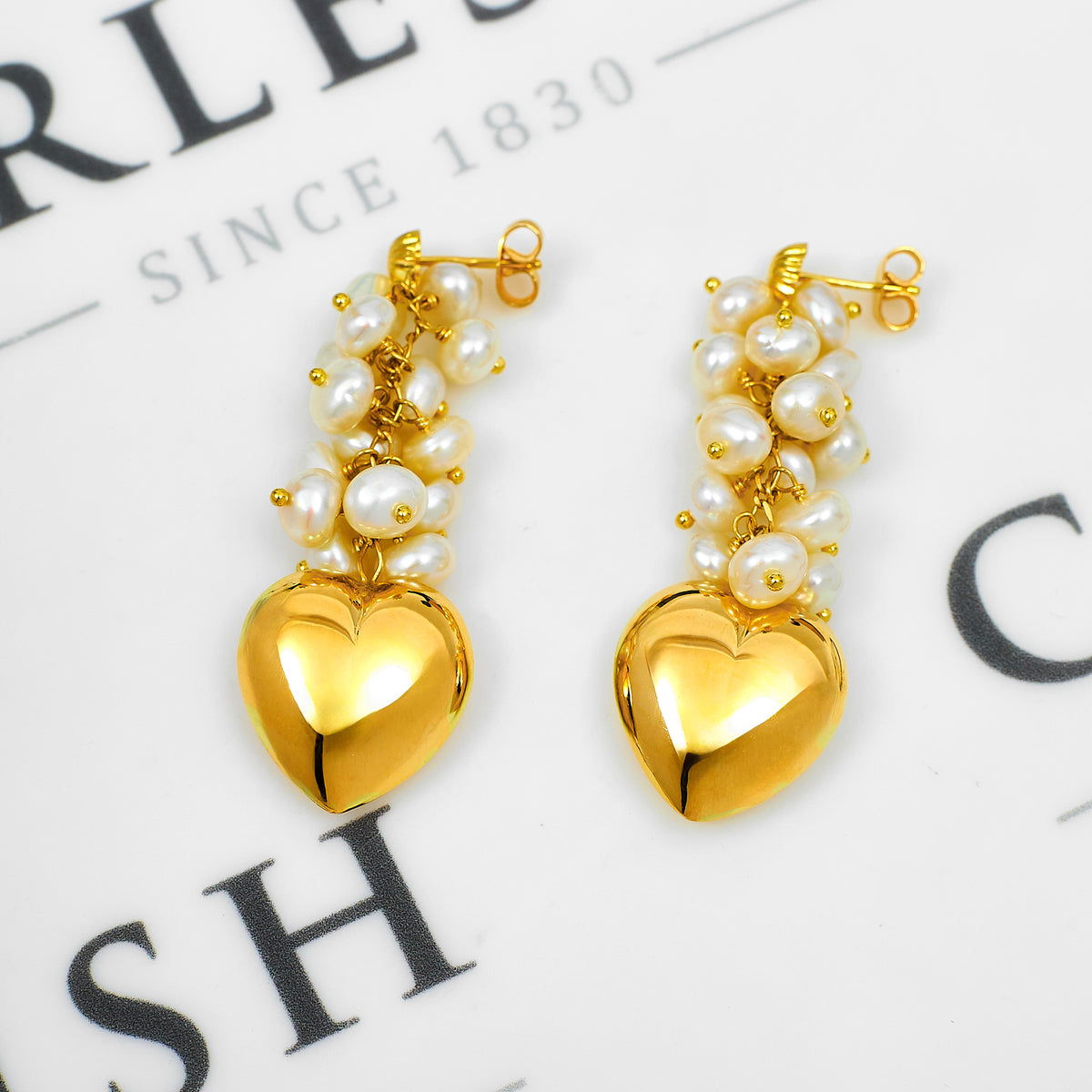 Pre-Owned 18ct Cultured Freshwater Pearl & Heart Earrings