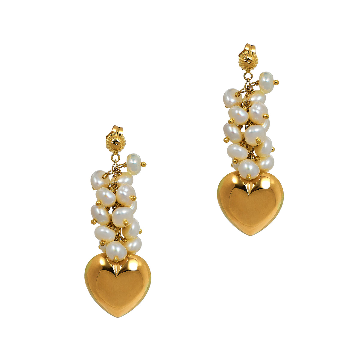 Pre-Owned 18ct Cultured Freshwater Pearl & Heart Earrings