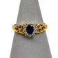 Pre-Owned 9ct Gold Oval Sapphire & Diamond Cluster Ring Size O