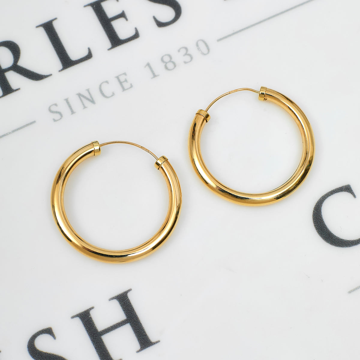 Pre-Owned 9ct Gold Sleeper Hoop Earrings