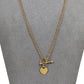 Pre-Owned 9ct Gold Oval Link Necklace Heart Tag & TBar
