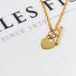 Pre-Owned 9ct Gold Oval Link Necklace Heart Tag & TBar