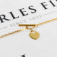 Pre-Owned 9ct Gold Oval Link Necklace Heart Tag & TBar