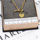 Pre-Owned 9ct Gold Oval Link Necklace Heart Tag & TBar
