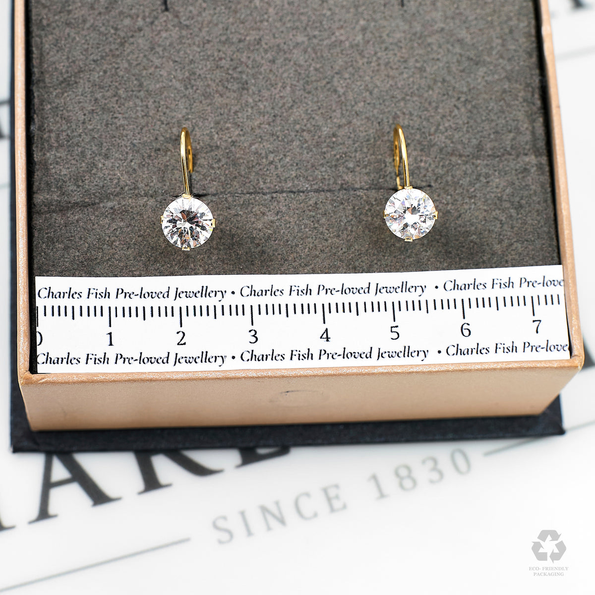 Pre-Owned 14ct Gold CZ Hinged Earrings