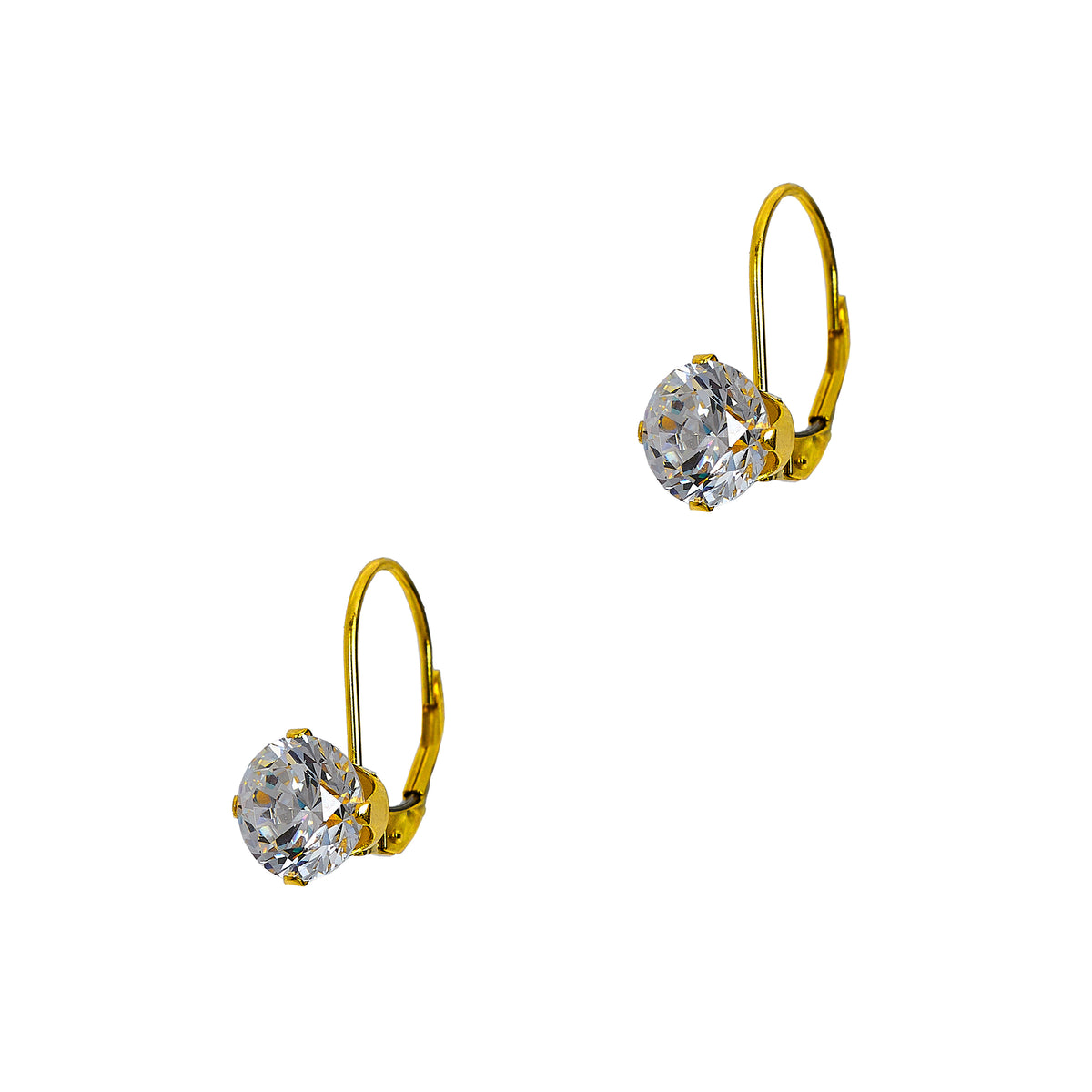 Pre-Owned 14ct Gold CZ Hinged Earrings