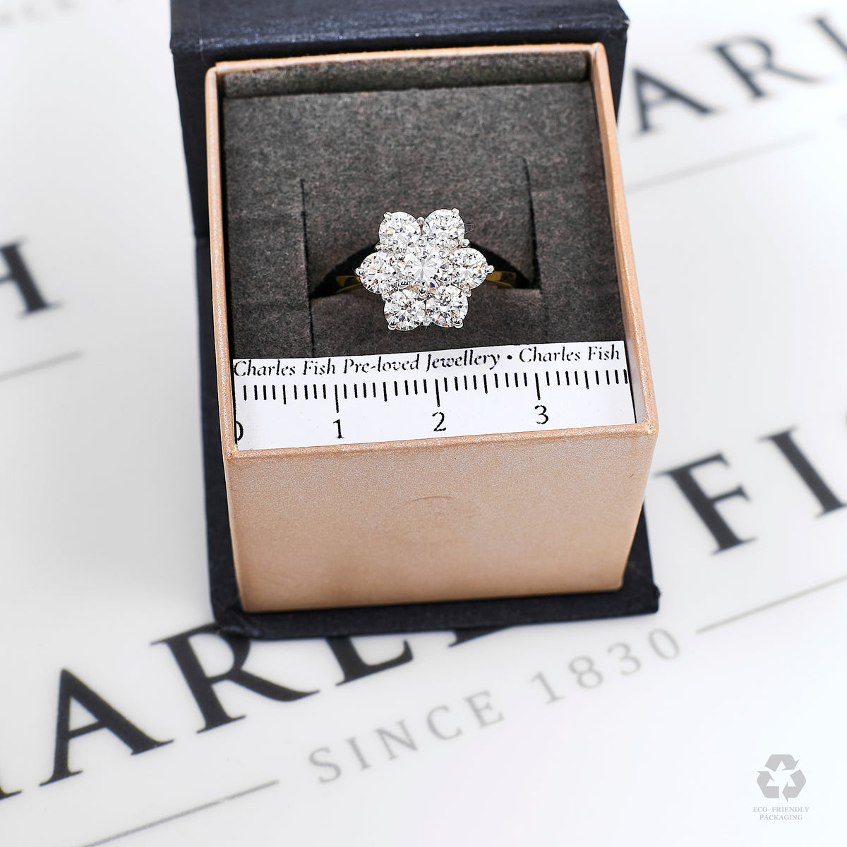 Pre-Owned 9ct Gold CZ Floral Cluster Ring Size M